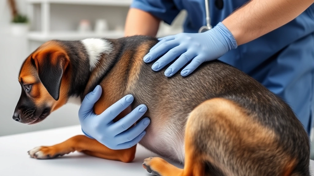 what happens if a dog eats cat food -
A veterinarian examining a dog’s abdomen during a checkup