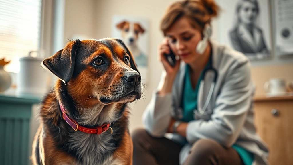 what happens if a dog eats weed -
Photorealistic photo of a concerned dog owner on phone with a veterinarian in t