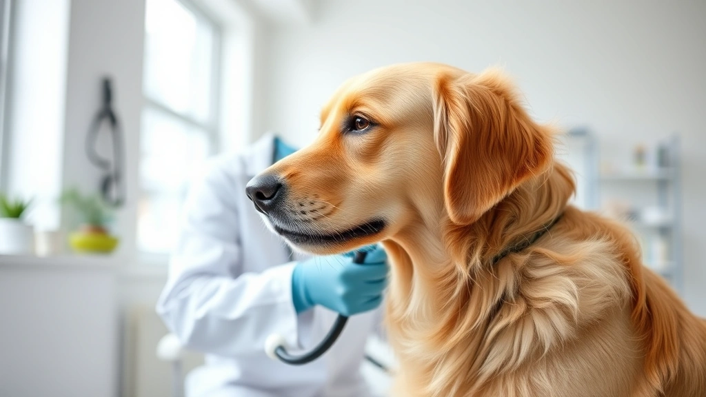 what if my dog ate chocolate -
Photorealistic image of a veterinarian examining a golden retriever with a stet
