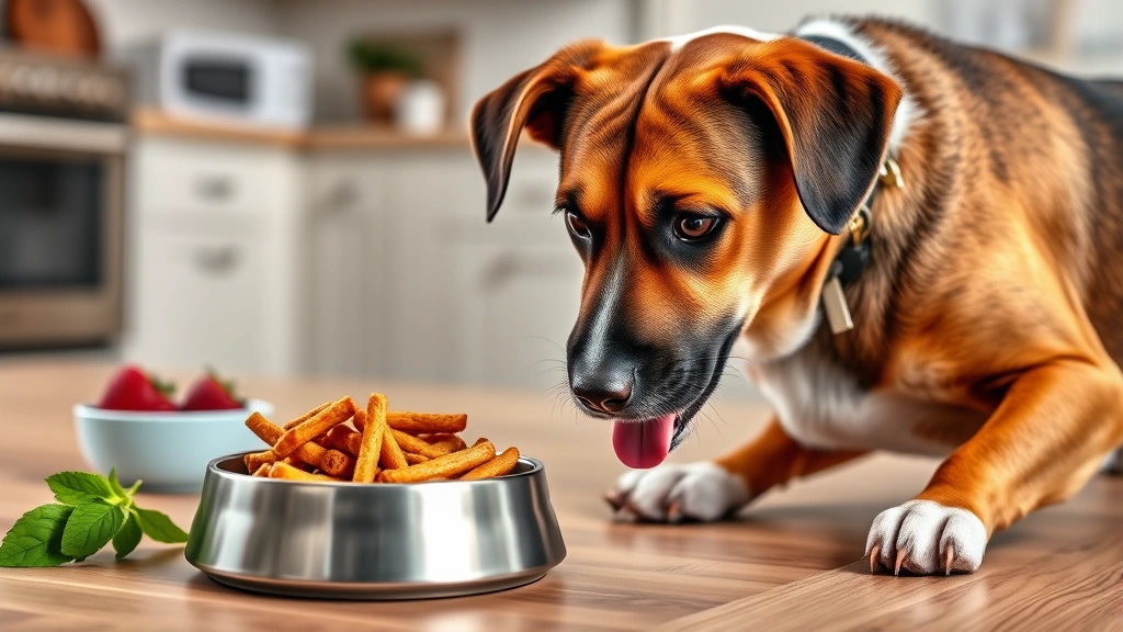 what is a dangerous blood sugar level for a dog -
Photorealistic image of a healthy dog eating from a food bowl with measured por