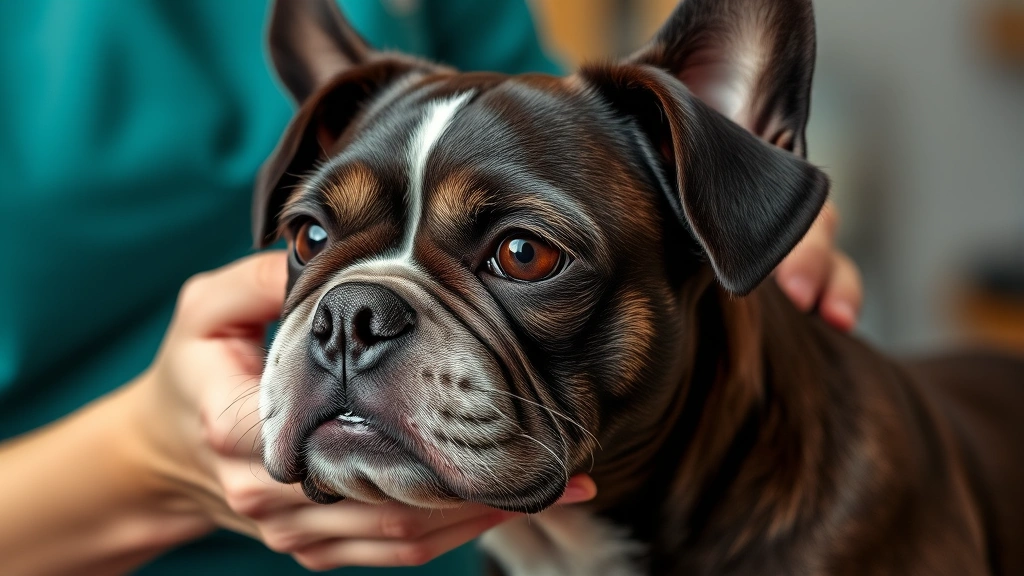 what is a frenchton dog -
Photorealistic image of a Frenchton dog being groomed by a person, showing thei