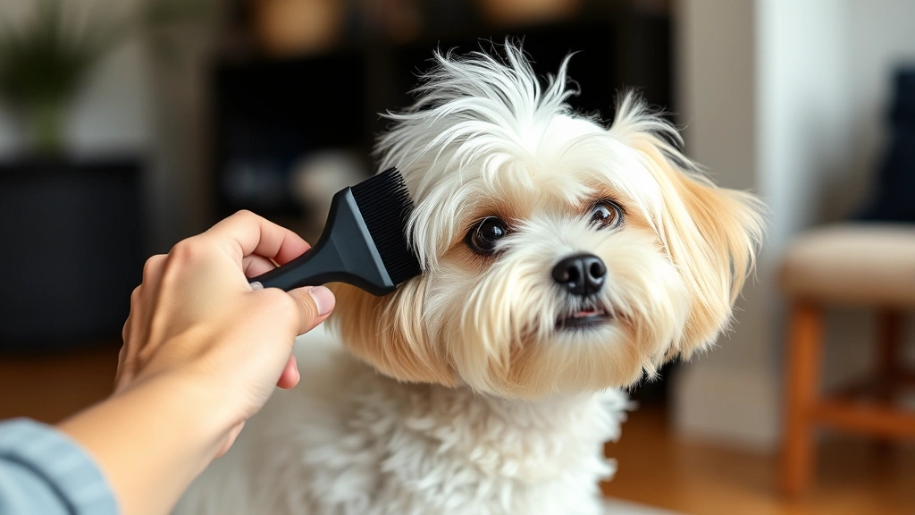 what is a maltipoo breed of dog -
A well-groomed adult Maltipoo being brushed by owner’s hands with groomin