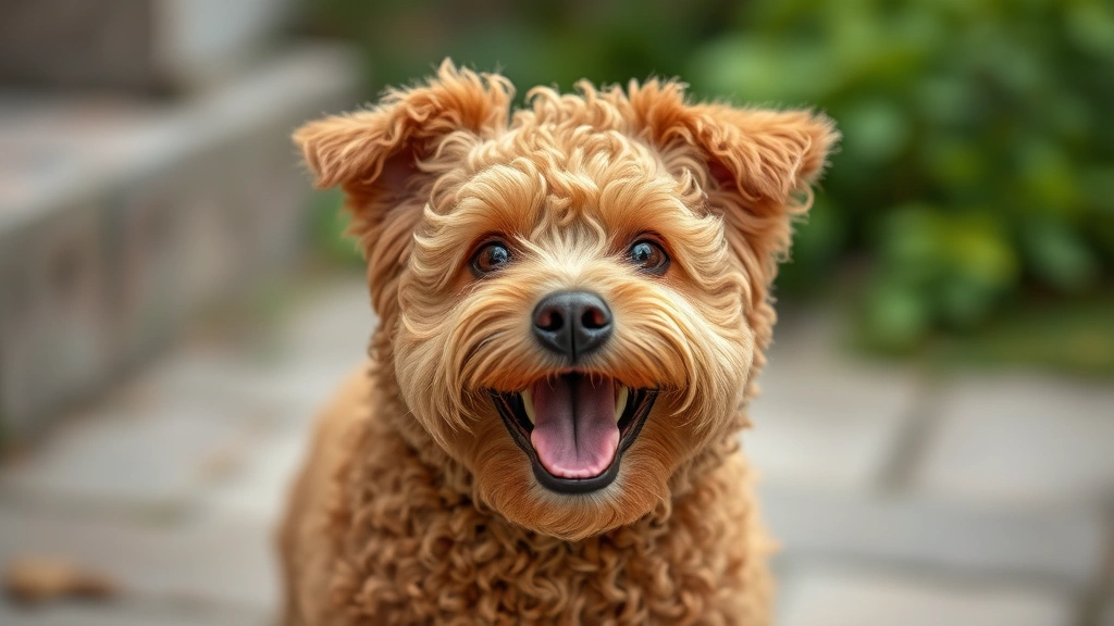 what is a whoodle dog -
showing off its curly coat and friendly expression