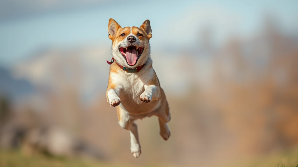 what is a whoodle dog -
mid-jump with tongue out