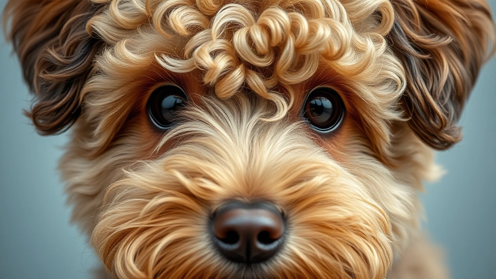 what is a whoodle dog -
A close-up portrait of a Whoodle’s face showing its intelligent eyes and