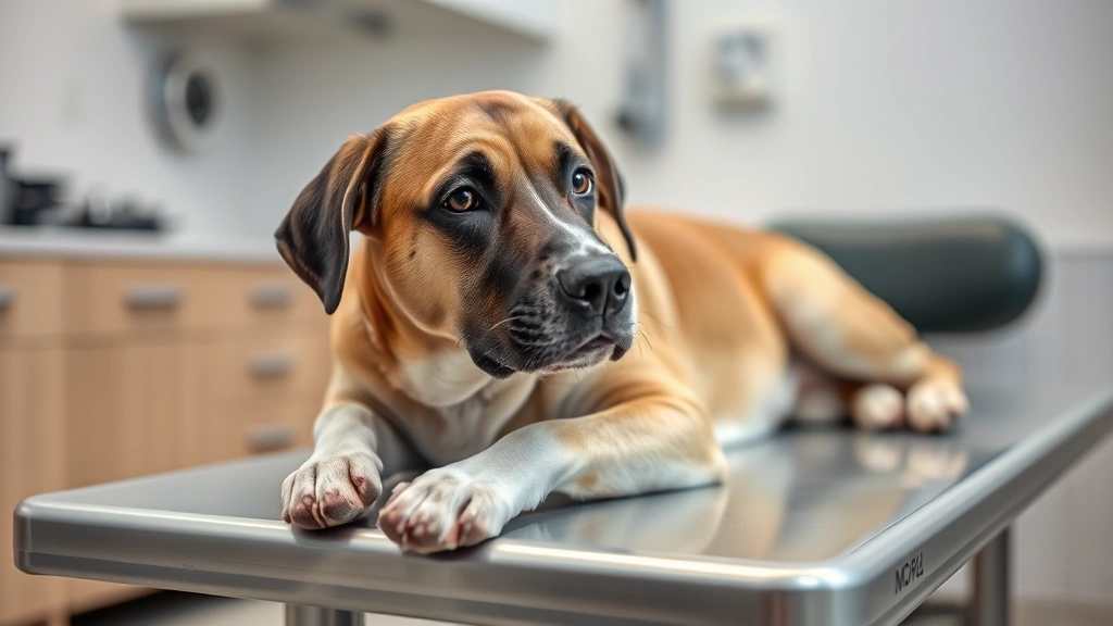what is bloat in dogs -
dog lying on examination table