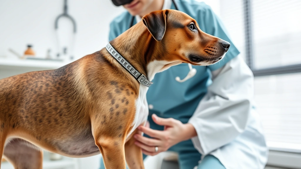 what is colitis in dogs -
Photorealistic veterinarian examining a dog’s abdomen during a medical co