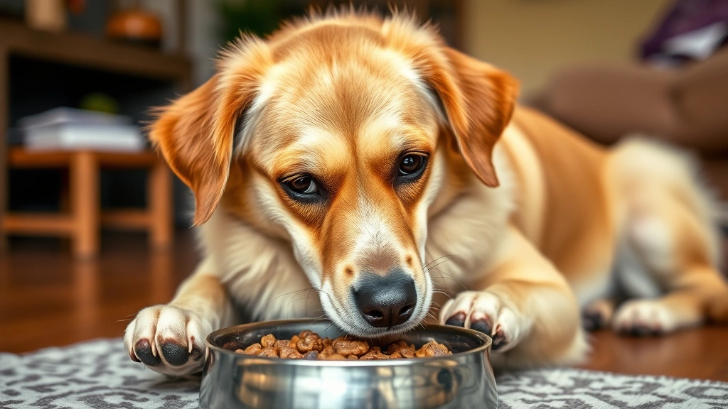 what is hydrolyzed protein dog food -
Photorealistic photo of a happy, healthy dog eating from a bowl with a satisfie