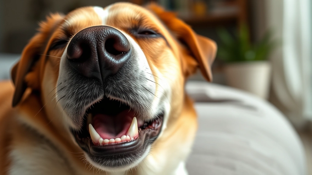 what is labored breathing in dogs -
Photorealistic close-up of a dog’s face showing open-mouth breathing duri