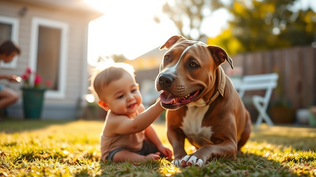 what is the dangerous dog in the world -
A well-trained Pit Bull type dog playing gently with a child in a sunny backyar