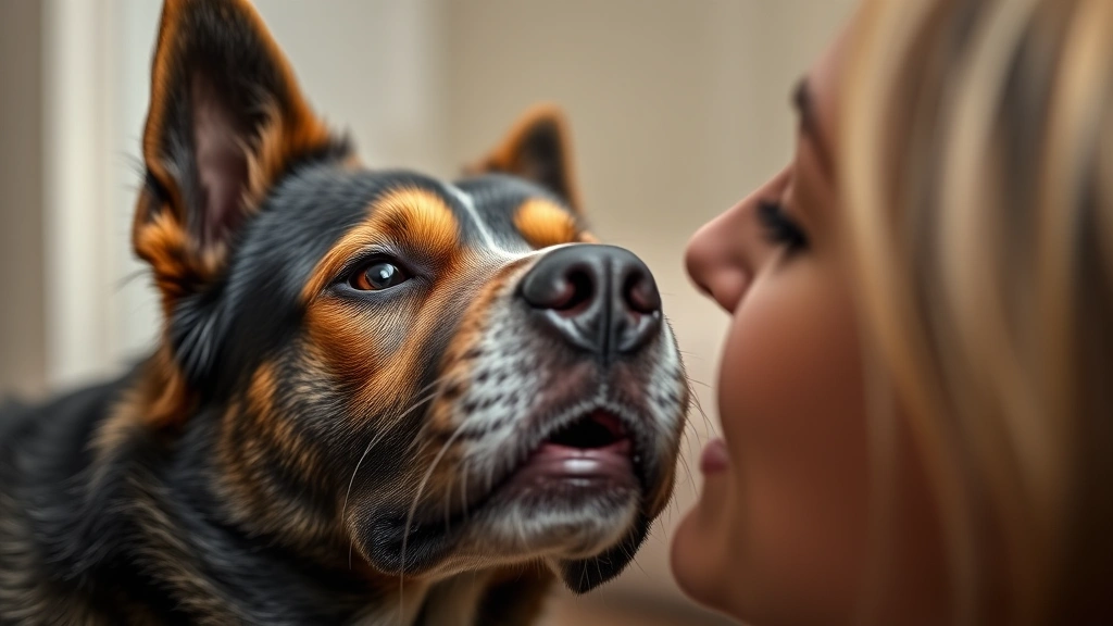what is the iq of a dog -
Photorealistic image of a dog’s face showing emotional awareness and conn