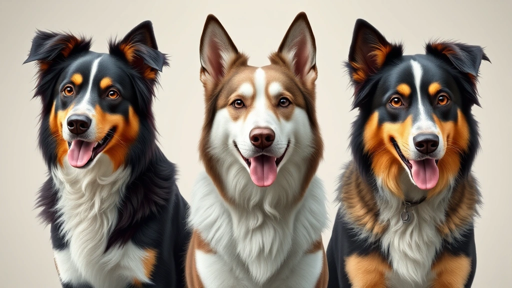 what is the iq of a dog -
Photorealistic image of three different dog breeds (Border Collie