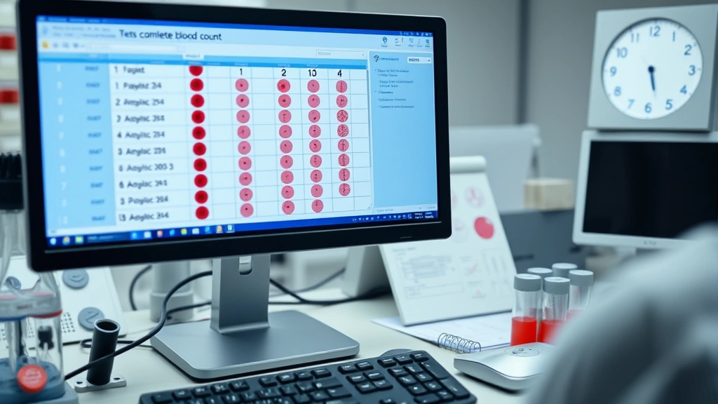 what kind of cancer causes anemia in dogs -
Photorealistic image of a complete blood count test results displayed on a medi
