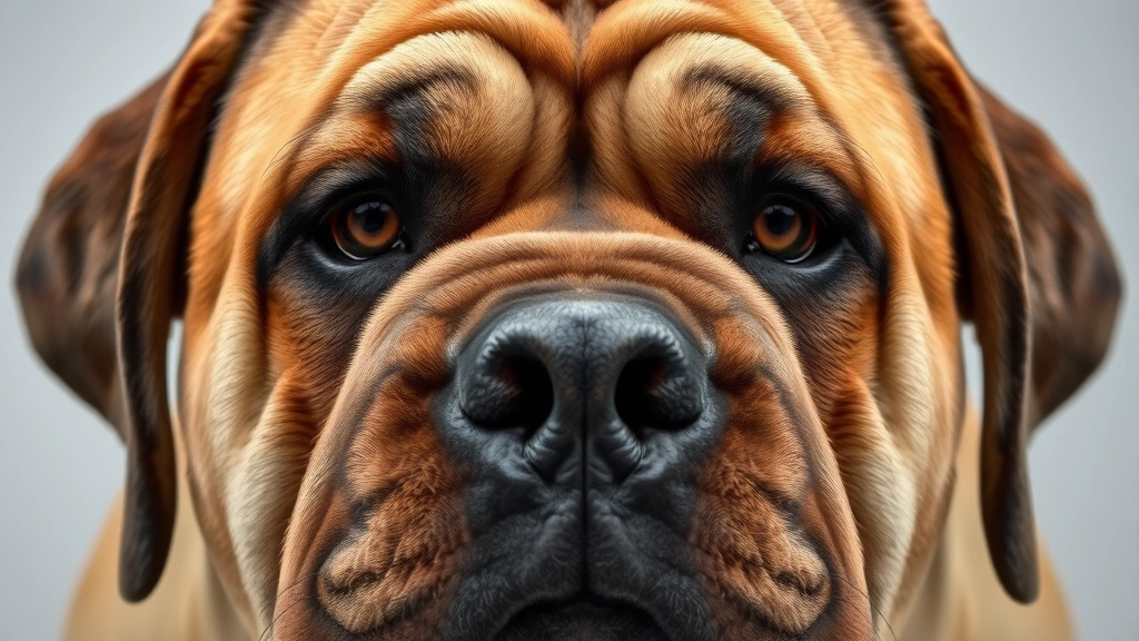 what kind of dog is clifford -
Photorealistic image of a Mastiff’s face close-up, showing characteristic