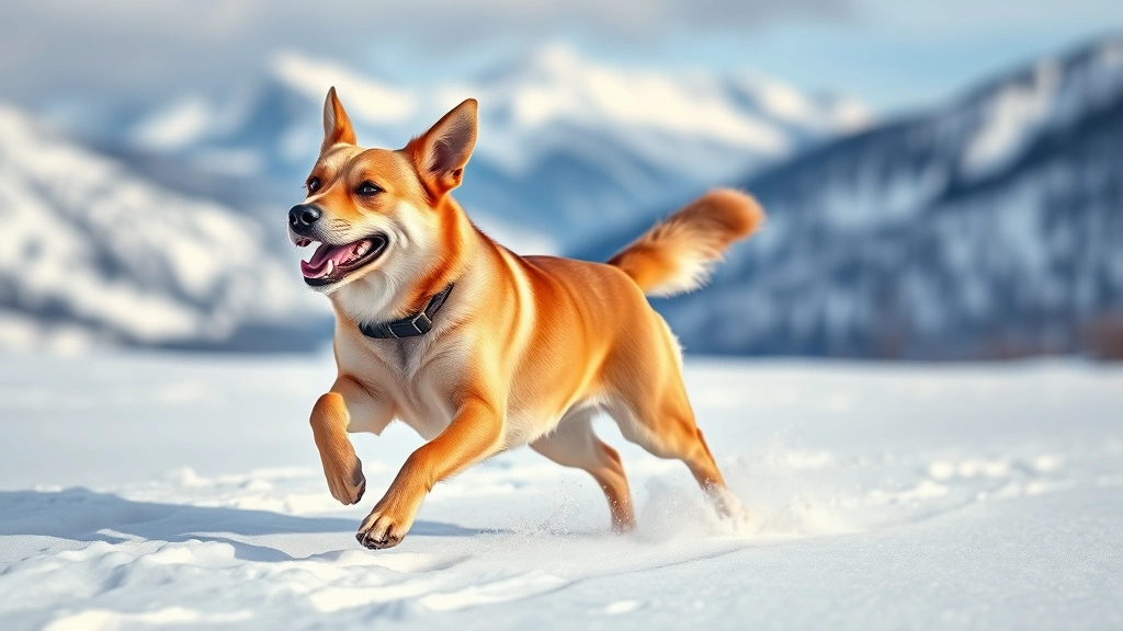 what kind of dog is max from the grinch -
Photorealistic image of a happy tan and brown mixed breed dog running through s