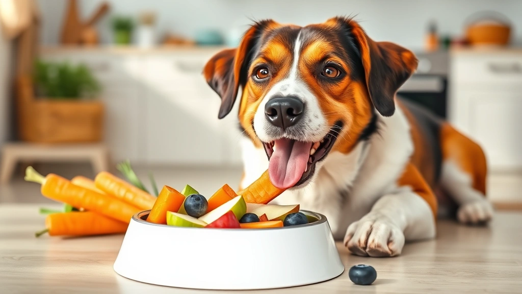 what kind of nuts can dogs eat -
Photorealistic image of a happy dog eating healthy treat alternatives like carr