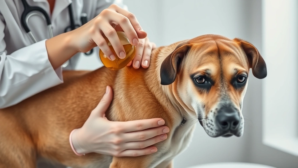 what oil is good for dogs itchy skin -
Photorealistic photo of a veterinarian applying oil treatment to a dog’s 