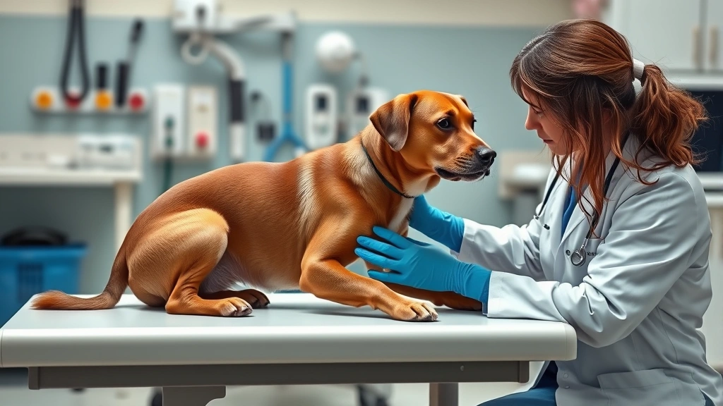 what should you do when your dog eats chocolate -
Photorealistic image of a veterinarian examining a brown dog on an examination 
