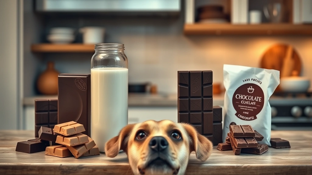 what should you do when your dog eats chocolate -
Photorealistic image of various types of chocolate (dark, milk, white, and baki