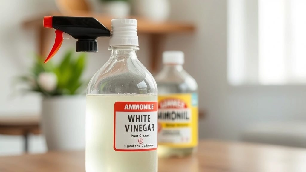 what smell do dogs hate -
with a bottle of white vinegar and ammonia cleaner bottle blurred in the backgr