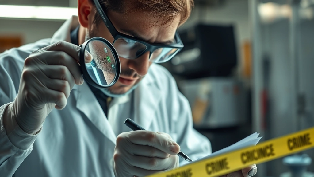 what the dog saw and other adventures -
A forensic investigator examining crime scene evidence with magnifying glass an