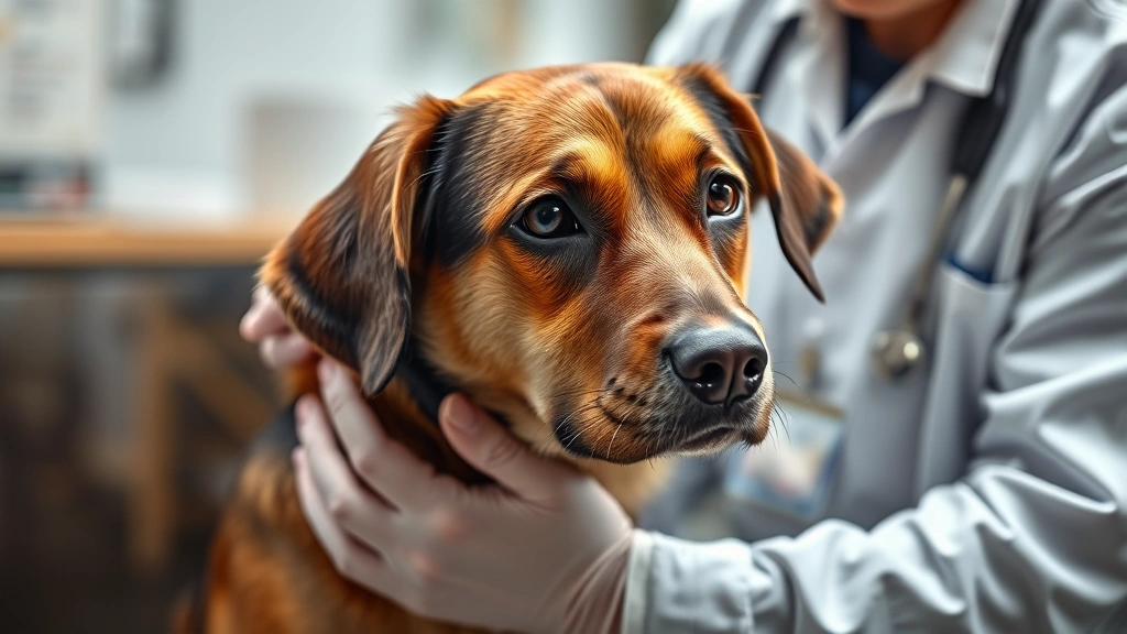 what to do after a dog has a seizure -
Photorealistic image of a veterinarian examining a calm dog during a post-seizu