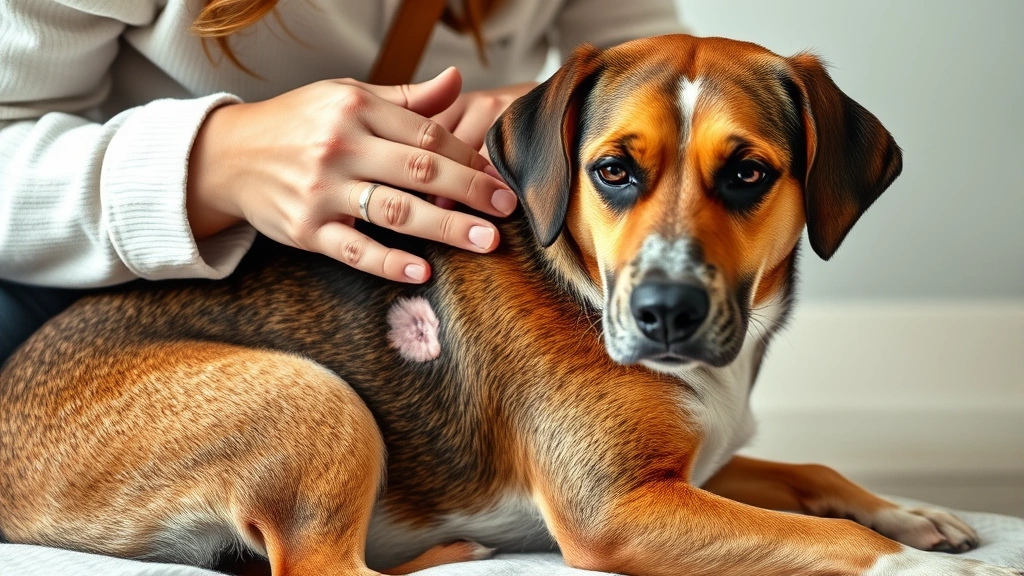 what to do if tick head stays in dog -
Photorealistic photo of a dog owner gently examining their dog’s skin aft