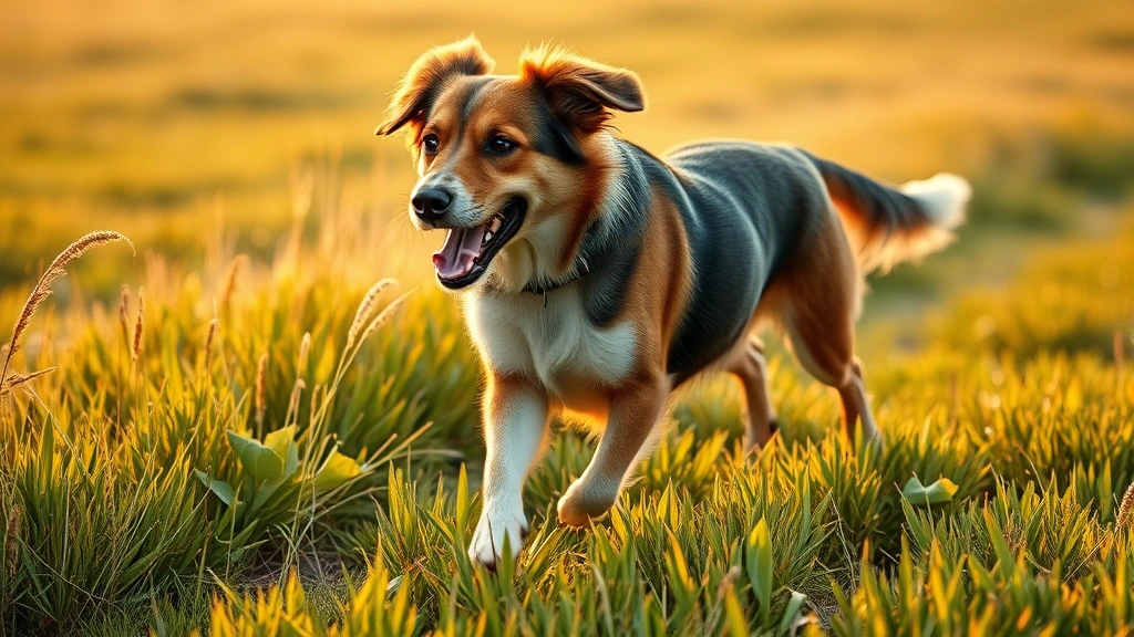 what to feed a dog with inflammatory bowel disease -
Photorealistic image of a healthy-looking dog with shiny coat running through a