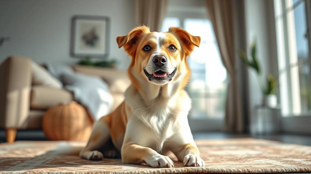 what to feed a dog with pancreatitis -
Photorealistic image of a healthy dog with bright eyes and shiny coat sitting c