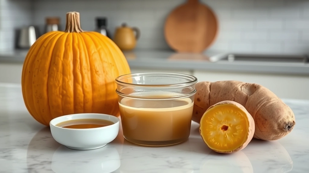 what to give a dog with diarrhea and vomiting -
Photorealistic image of various dog-safe foods including plain pumpkin, bone br