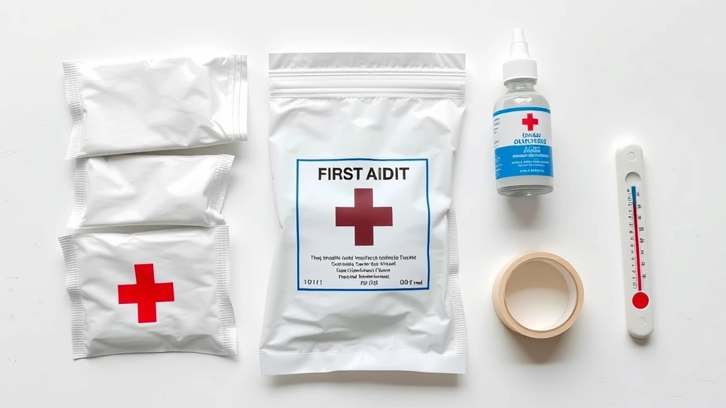 what to put on a dog cut -
Photorealistic photo of a well-organized dog first aid kit laid out on a white