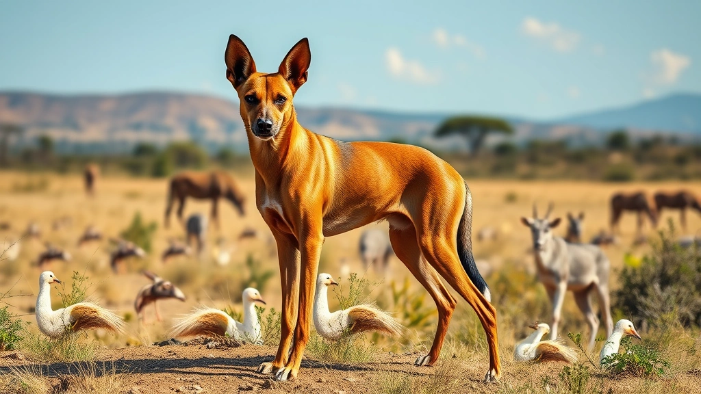 what was the first dog breed -
Photorealistic image of an ancient Basenji dog with alert ears and muscular bui