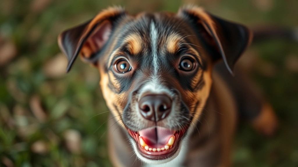 when do dogs get their adult teeth -
puppy looking directly at camera with mouth slightly open