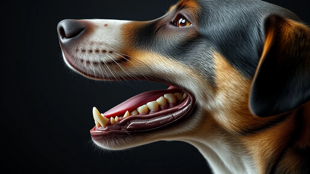 when do dogs get their adult teeth -
Photorealistic side-profile image of an adult dog’s mouth showing healthy