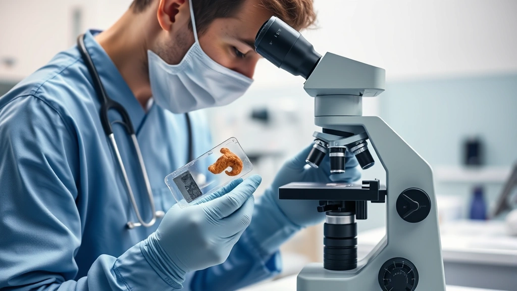 white dog poop -
Photorealistic image of a veterinarian examining a stool sample under microscop