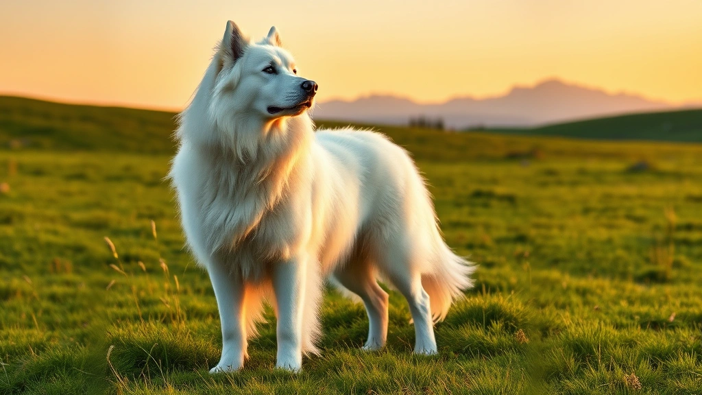 white dogs -
Photorealistic image of a white Great Pyrenees standing majestically in a green