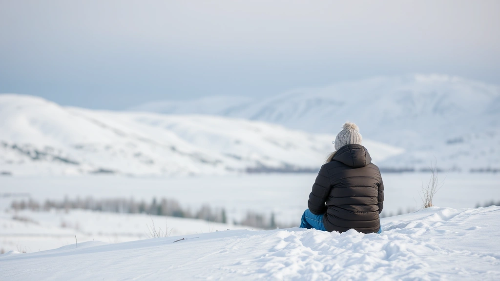 white fluffy dog -
sitting in a snowy landscape
