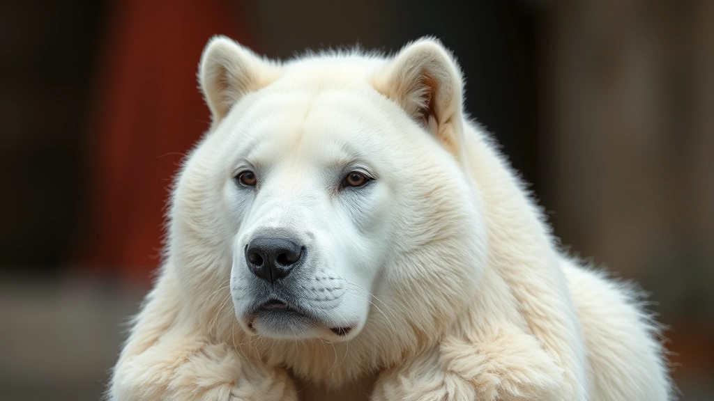 white fluffy dog -
thick white coat clearly visible
