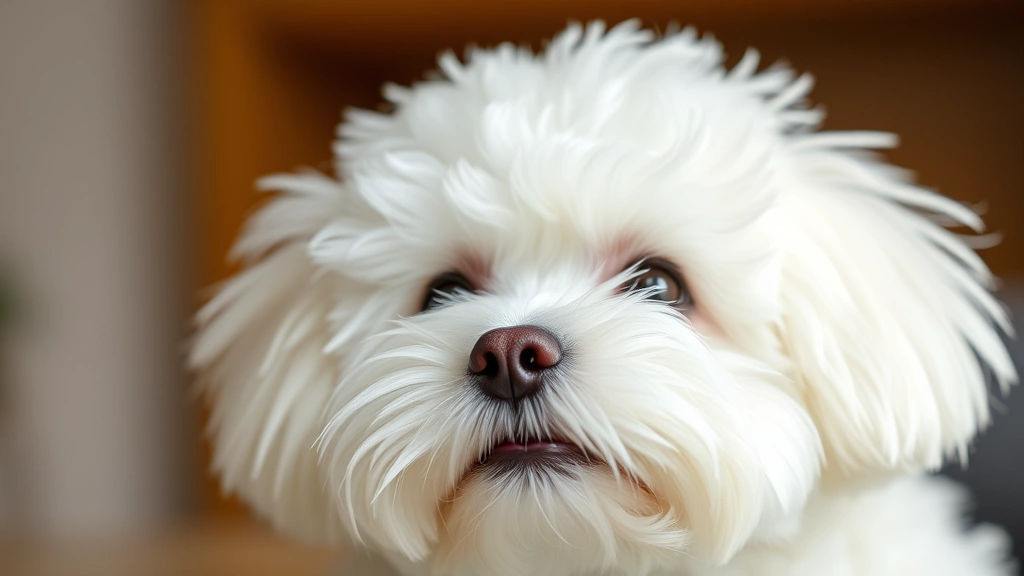 white fluffy dog -
Photorealistic close-up of a white Bichon Frise with perfectly groomed fluffy c