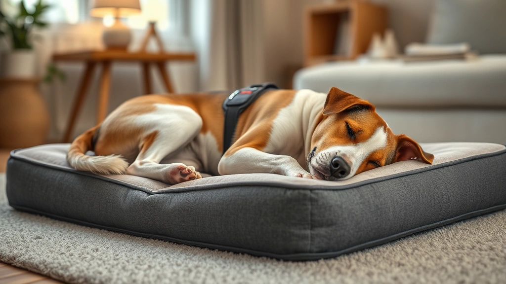 why di female dogs hump -
Photorealistic style: A female dog resting peacefully on a comfortable memory f