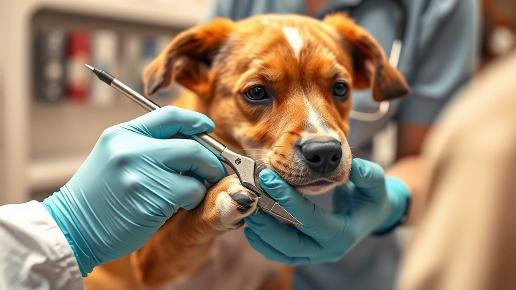 why do dogs bite their nails -
Photorealistic image of a veterinarian trimming a dog’s nails with profes