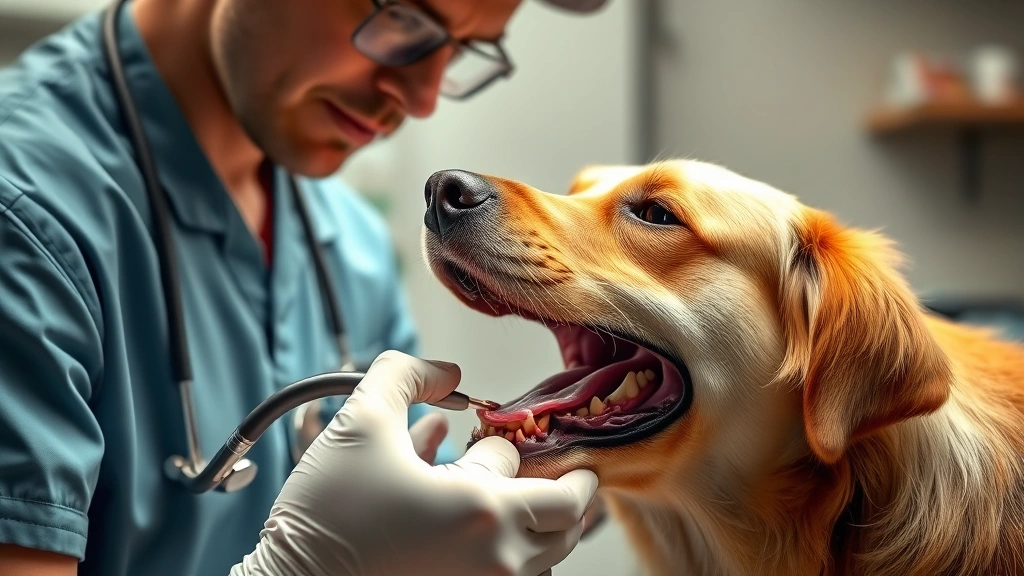 why do dogs foam at the mouth -
Photorealistic image of a veterinarian examining a dog’s mouth and teeth