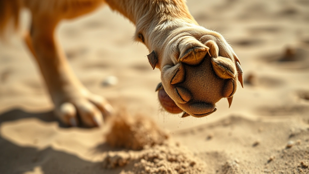 why do dogs kick after they pee -
Photorealistic close-up of a dog’s paw pad and leg showing the kicking mo