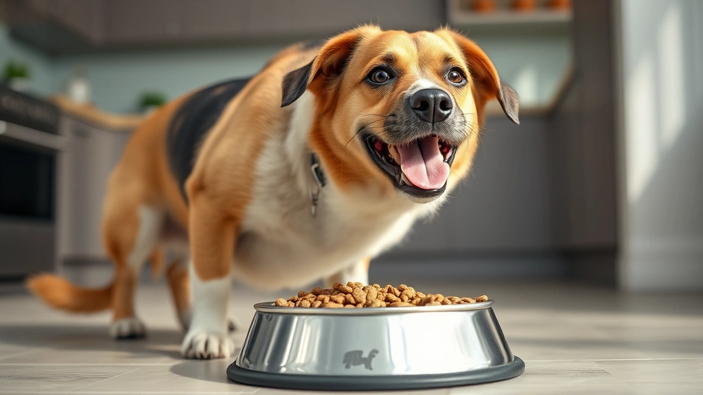 why do dogs poop blood -
Photorealistic photo of a healthy dog eating from a stainless steel food bowl f