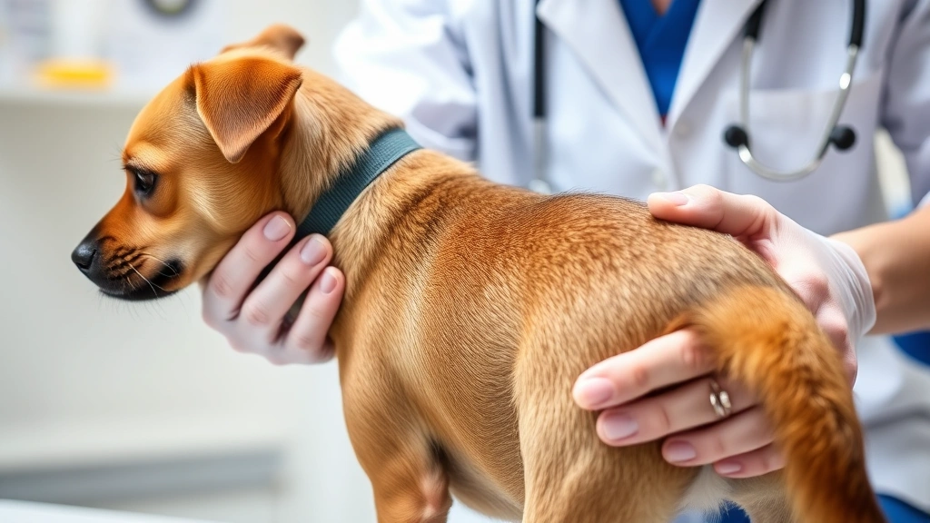 why do dogs scoot on their butts -
Veterinarian examining a small brown dog’s rear area during check-up