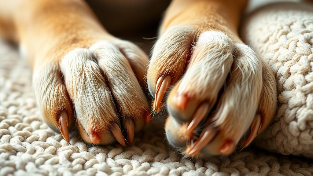 why do dogs scratch at the bed -
Dog paws close-up showing scent glands while scratching at bedding material, ph