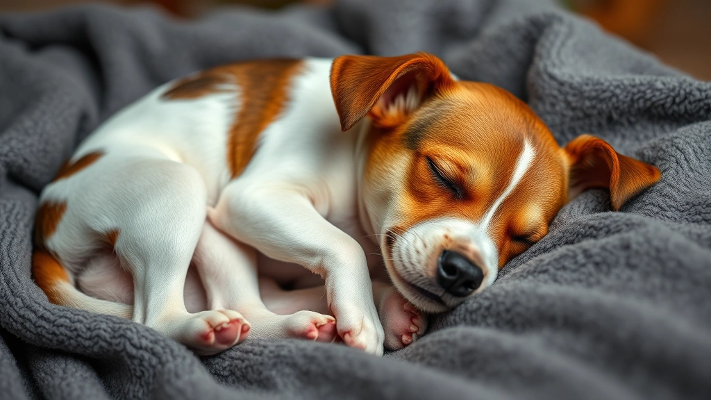 why do dogs shake in their sleep -
Small Jack Russell Terrier curled up asleep on a blanket, body visibly tremblin