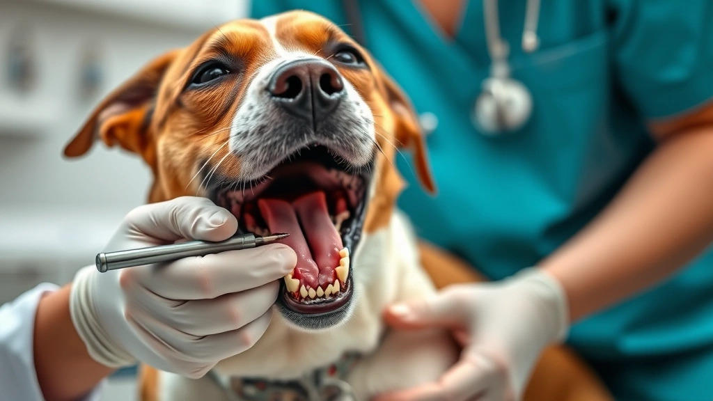 why do dogs slobber -
Photorealistic image of a veterinarian examining a dog’s mouth and teeth