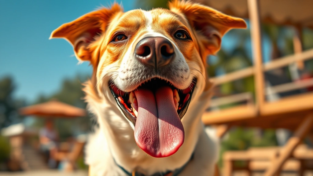 why do dogs slobber -
Photorealistic image of a panting dog with tongue out on a hot sunny day