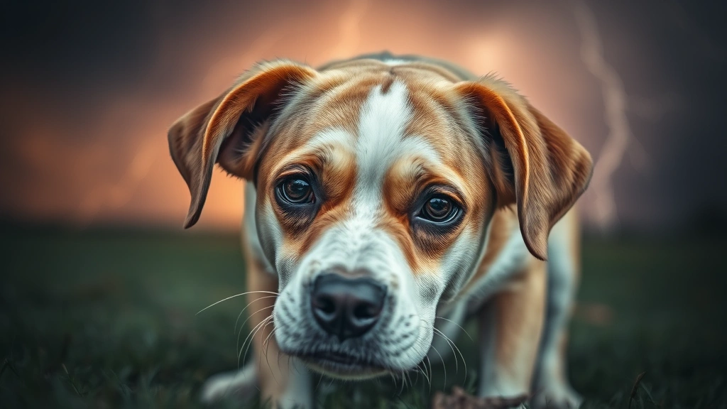 why does a dog pant -
An anxious dog cowering during a thunderstorm with dilated pupils and visible s